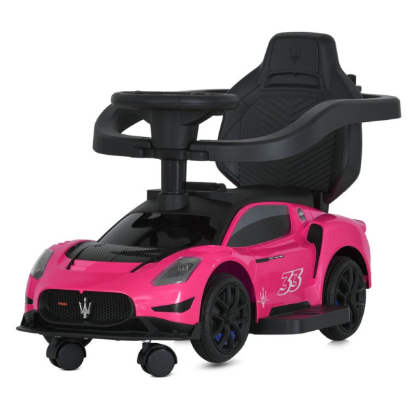 Дитяча каталка-толокар 2 в 1 M 5106-8 рожевий, з батьківською ручкою (M 5106-8)