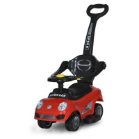 Детская каталка-толокар M 5784-3 красный, c родительской ручкой(M 5784-3)