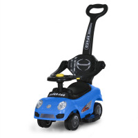 Дитяча каталка-толокар M 5784-4 синій, з батьківською ручкою (M 5784-4)