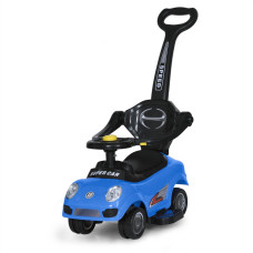 Дитяча каталка-толокар M 5784-4 синій, з батьківською ручкою (M 5784-4)