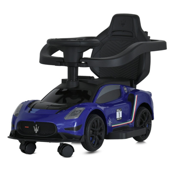 Дитяча каталка-толокар 2 в 1 M 5106-4 синій, з батьківською ручкою (M 5106-4)