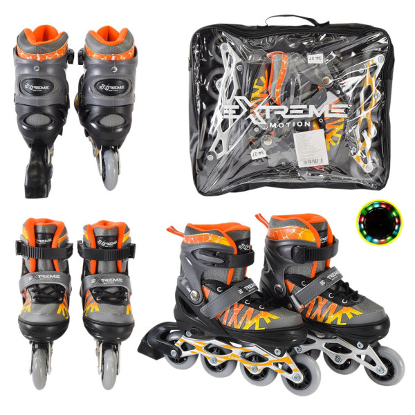 Дитячі ролики Extreme Motion RL2436 колеса що світяться, сірий, S (30-33) (RL2436)