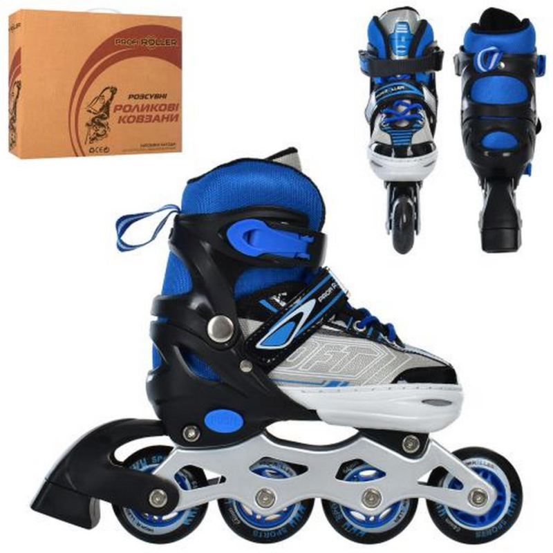 Дитячі Ролики A 4147-S-BL (31-34) , шнурівка+бакля, алюмінієва рама, колеса ПУ, 64 мм Дитячі Ролики A 4147-S-BL (31-34) , шнурівка+бакля, алюмінієва рама, колеса ПУ, 64 мм