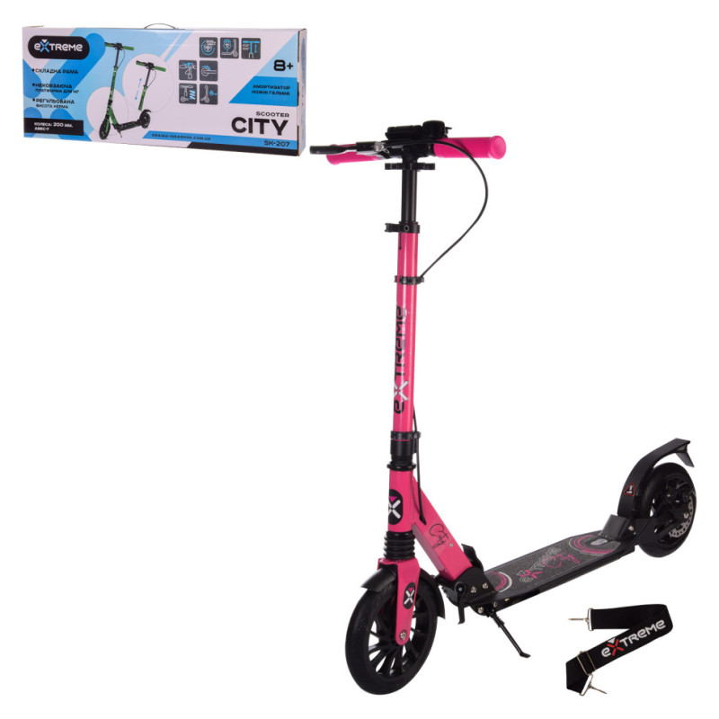 Самокат городской 2-х колёсный SK207 (RL7T) КРАСНЫЙ колеса 200 мм PU, алюминиевый Самокат городской 2-х колёсный SK207 (RL7T) КРАСНЫЙ колеса 200 мм PU, алюминиевый