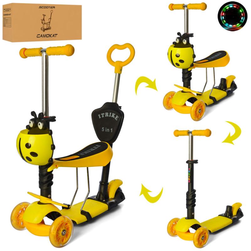 Самокат дитячий MAXI iTrike JR 3-068-Y з батьківською ручкою Самокат дитячий MAXI iTrike JR 3-068-Y з батьківською ручкою