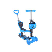 Дитячий самокат з батьківською ручкою Bambi SC20139 PU колеса зі світлом Синій (SC20139(Blue))