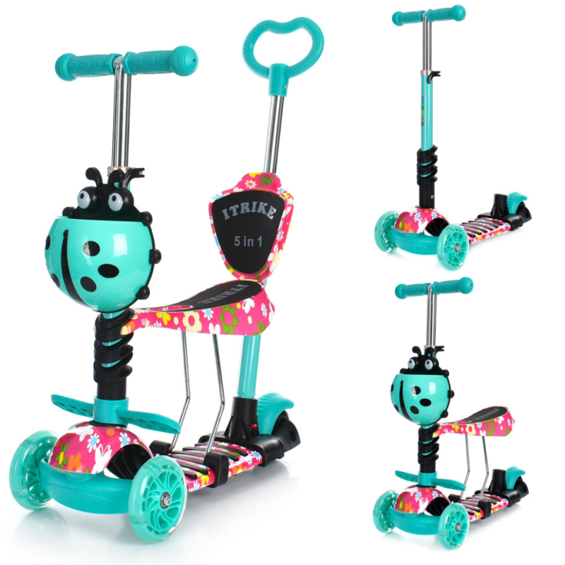 Самокат дитячий MAXI iTrike JR3-058-I-WP12 з батьківською ручкою Самокат дитячий MAXI iTrike JR3-058-I-WP12 з батьківською ручкою