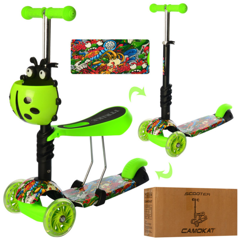 Дитячий самокат iTrike JR 3-054-GR MAXI з кошиком Дитячий самокат iTrike JR 3-054-GR MAXI з кошиком