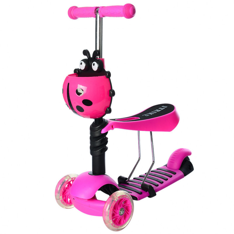 Дитячий самокат з сидінням і багажником JR 3-054-E, 3-колісний