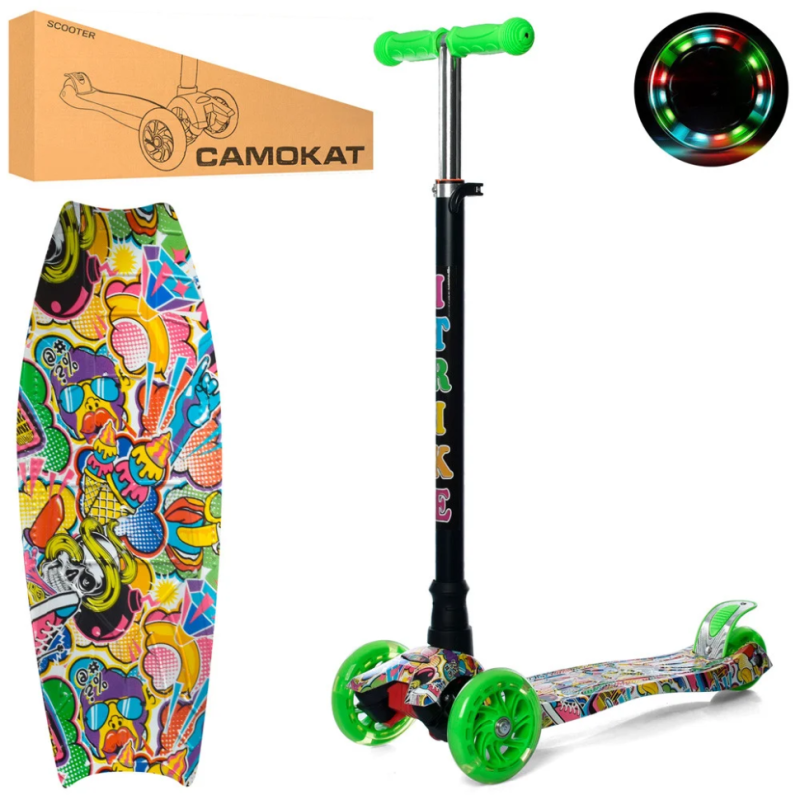 Самокат дитячий MAXI iTrike JR 3-055-3-WP2 з підсвічуванням Самокат дитячий MAXI iTrike JR 3-055-3-WP2 з підсвічуванням