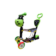 Дитячий самокат з батьківською ручкою Bambi SC20482 колеса PU зі світлом Зелений (SC20482(Green-1))