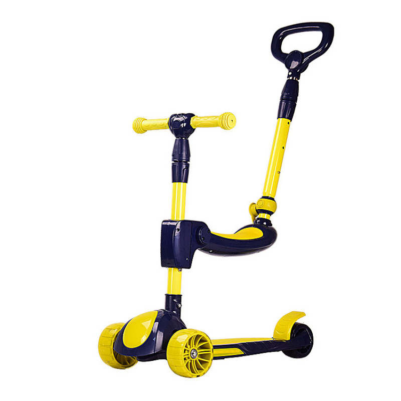 Самокат детский 3-х колесный HS2011 (RL7T) с родительской ручкой, светящиеся колеса PU Самокат детский 3-х колесный HS2011 (RL7T) с родительской ручкой, светящиеся колеса PU