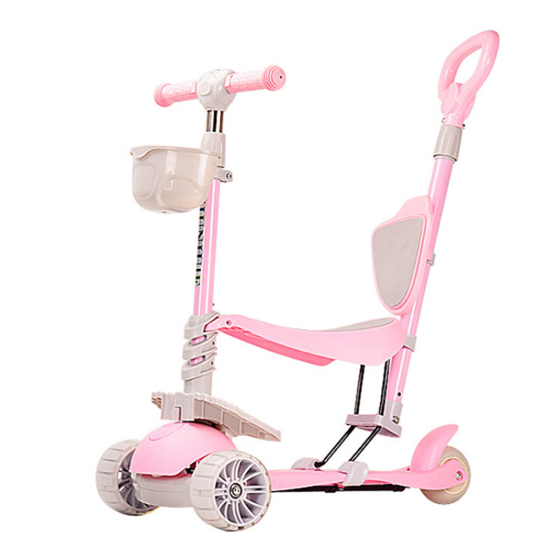 Самокат детский 3-х колесный HS2017 (RL7T) с родительской ручкой, светящиеся колеса PU Самокат детский 3-х колесный HS2017 (RL7T) с родительской ручкой, светящиеся колеса PU