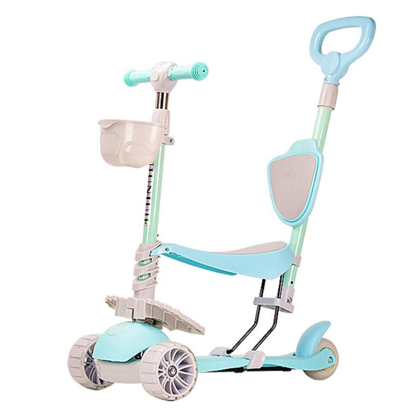 Самокат детский 3-х колесный HS2017 (RL7T) с родительской ручкой, светящиеся колеса PU Самокат детский 3-х колесный HS2017 (RL7T) с родительской ручкой, светящиеся колеса PU