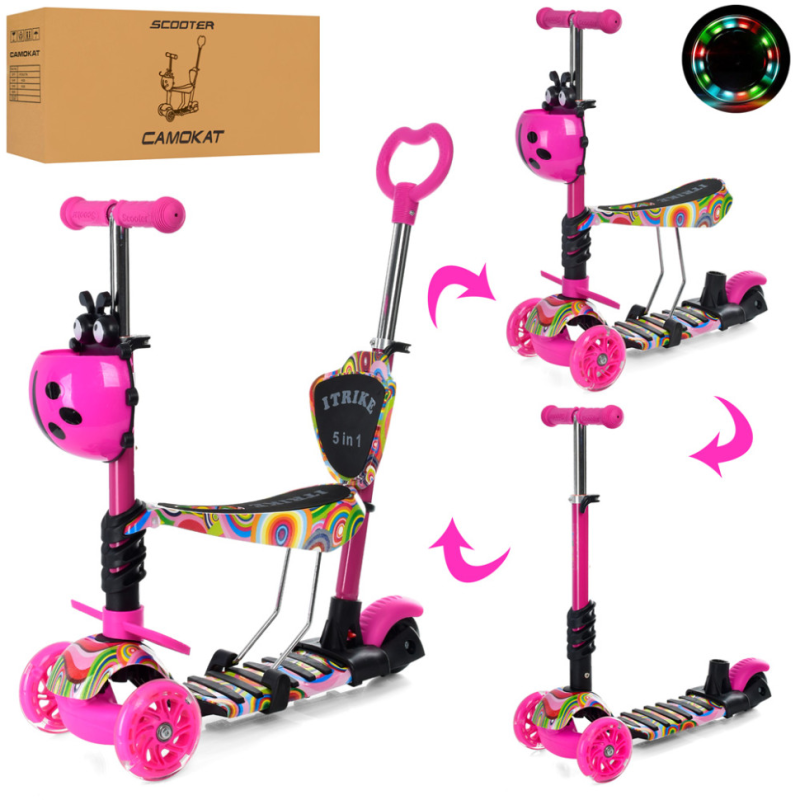 Самокат дитячий MAXI iTrike JR 3-058-I-WP18 з батьківською ручкою Самокат дитячий MAXI iTrike JR 3-058-I-WP18 з батьківською ручкою