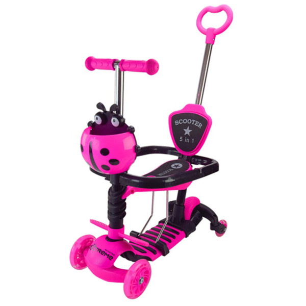 Самокат дитячий 3-х колісний Scooter Children's SC2501(Pink) 3в1 колеса що світяться, рожевий (SC2501(Pink))