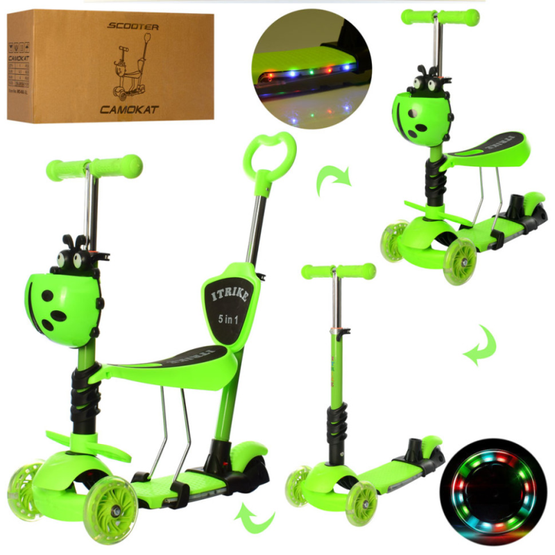 Самокат дитячий MAXI iTrike JR3-077-GR з батьківською ручкою Самокат дитячий MAXI iTrike JR3-077-GR з батьківською ручкою