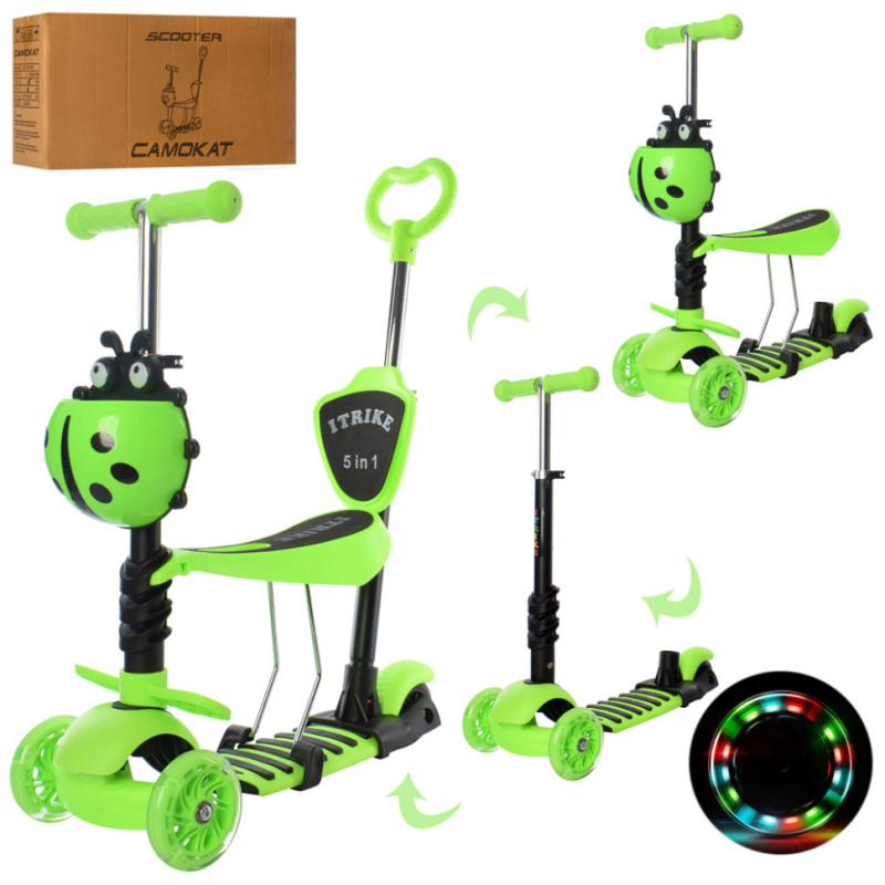 Самокат дитячий MAXI iTrike JR3-026-GR з батьківською ручкою Самокат дитячий MAXI iTrike JR3-026-GR з батьківською ручкою