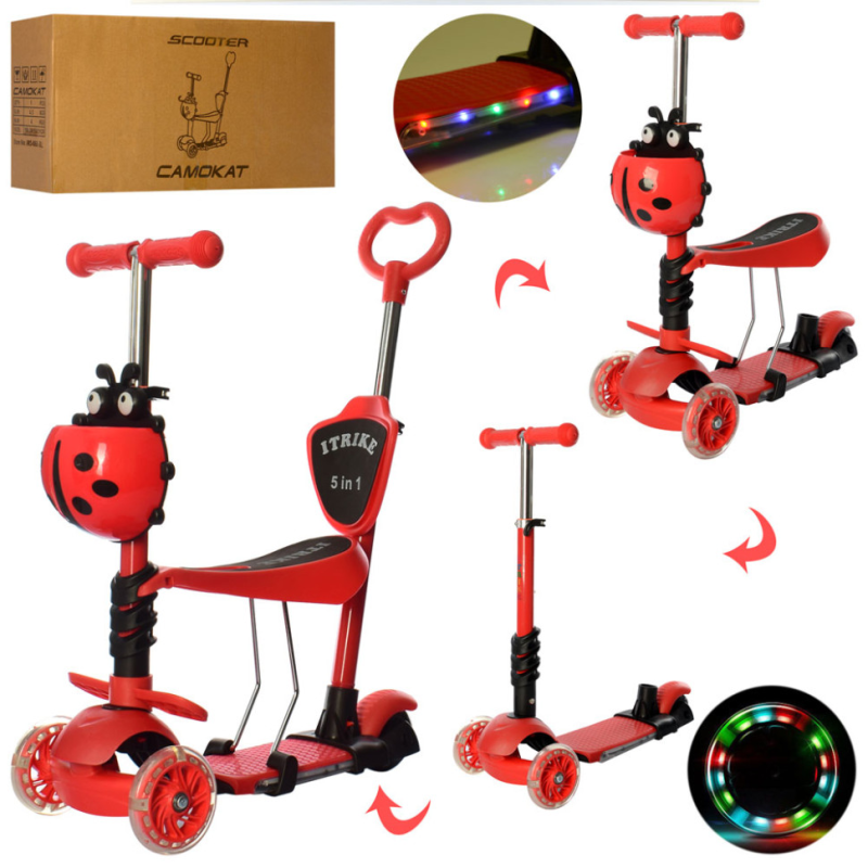 Самокат дитячий MAXI iTrike JR3-077-R з батьківською ручкою Самокат дитячий MAXI iTrike JR3-077-R з батьківською ручкою