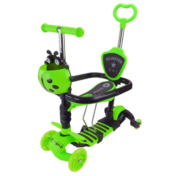 Самокат дитячий 3-х колісний Scooter Children's SC2501(Green) 3в1 колеса що світяться, зелений (SC2501(Green))