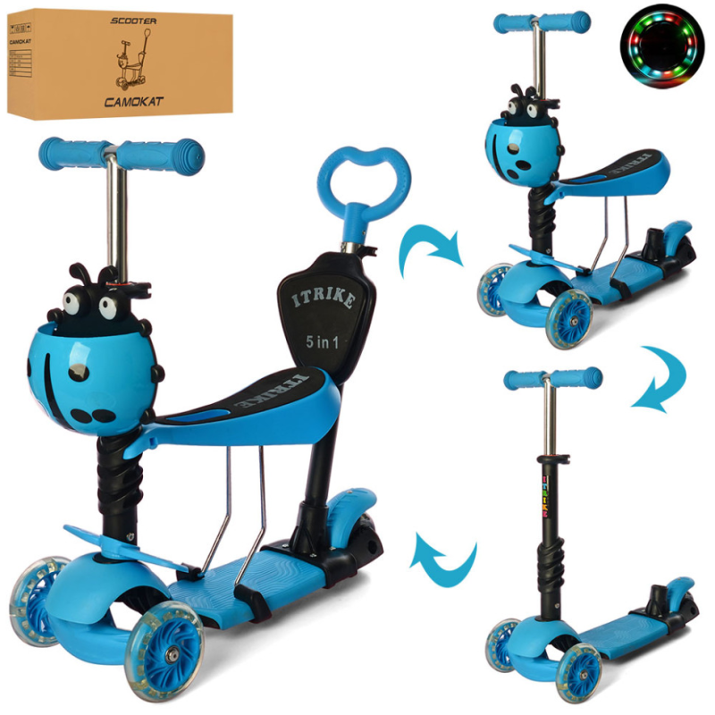 Самокат дитячий MAXI iTrike JR 3-068-BL з батьківською ручкою Самокат дитячий MAXI iTrike JR 3-068-BL з батьківською ручкою