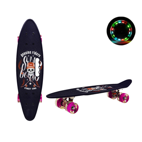 Пенні борд "Skull" 24" Bambi SC20520 з ручкою, PU колеса зі світлом (SC20520)