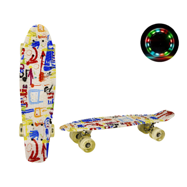 Скейт "Пенні борд" Bambi SC20415 колеса зі світлом, принт, 56 см (SC20415)