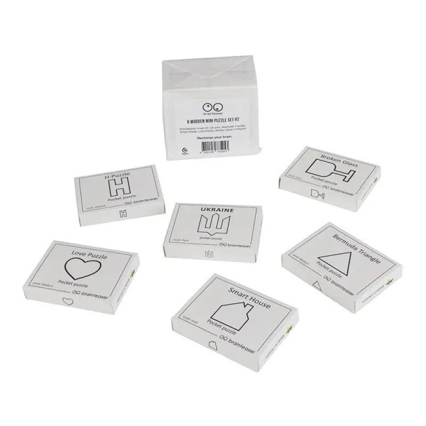 Набір дерев'яних головоломок "Wooden mini puzzle set #2" set2en 6 штук (set2en)
