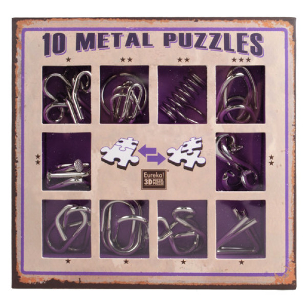 Набор головоломок Metall Puzzles violet Eureka 3D Puzzle 473359, 10 головоломок