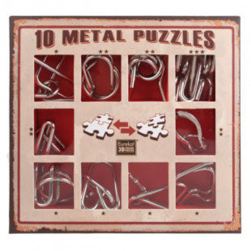 Набор головоломок 10 Metall Puzzles red Eureka 3D Puzzle 473358, 10 головоломок