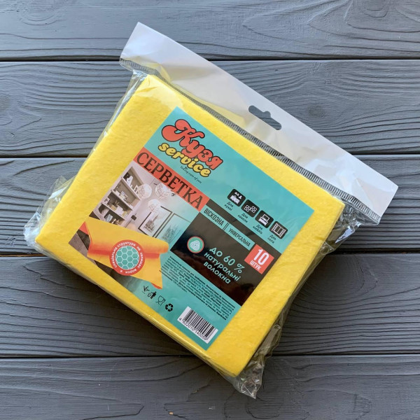 Салфетки вискозные Кузя сервис 10шт (45уп/ящ) ТВ04