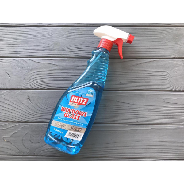 Рідина для миття скла "Blitz Crystal" Aquablue 0,75л ПЕТ пляшка БЕЗ ТРІГЕРА