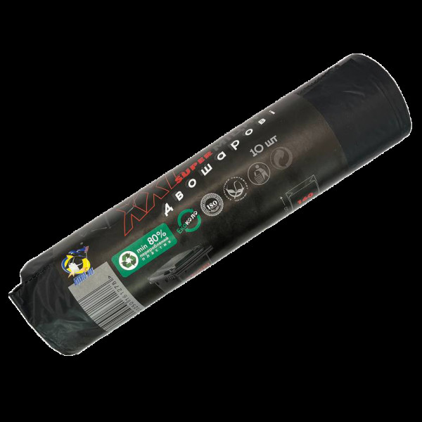 Пакети для сміття PROFI 160л/10шт чорні (Супер міцні)