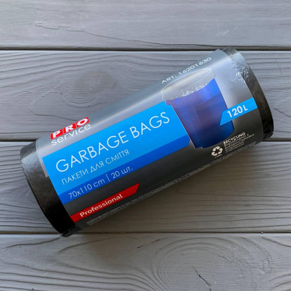 PRO Пакет для мусора п/э 70*110 черн. ЛД 120л/20шт (15шт/ящ)
