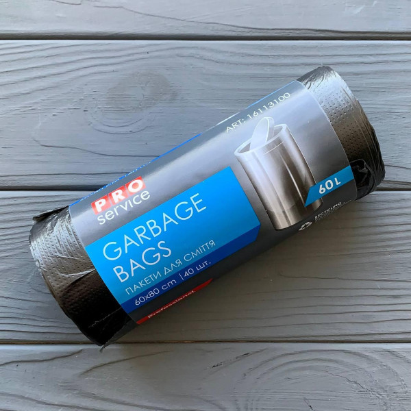 PRO Пакет для мусора полиэтиленовый 60*80 черный ХД 60л/40шт (25шт/ящ)
