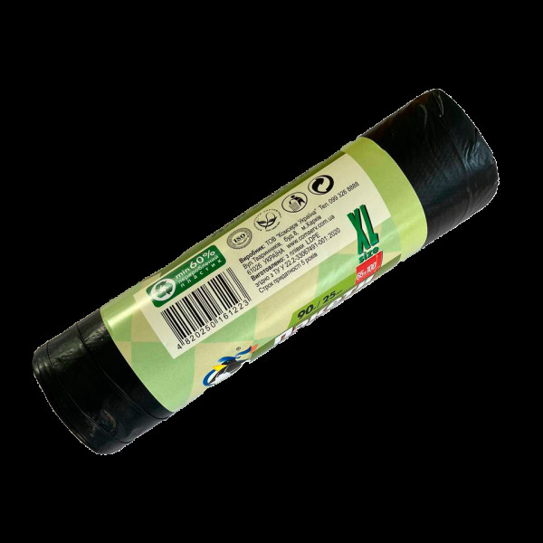 Пакет для мусора Бравый Кок Черный 90л/25шт Ш65хВ100 (30шт/меш)
