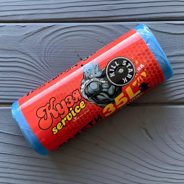 Пакет для мусора Кузя сервис 35л/30шт голубой (50шт/ящ)
