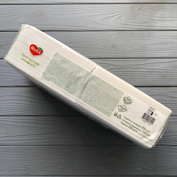 Серветки Ruta Professional 33х33см 2шар білі 1/8 (250шт/уп|4уп/ящ)