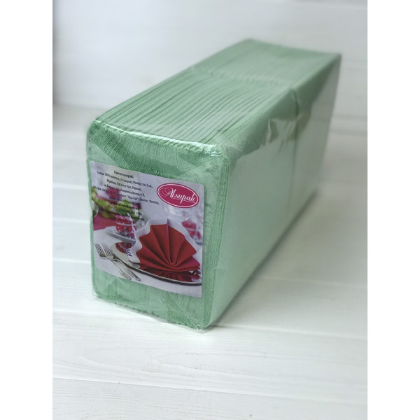 Двошарові серветки салатові БС13