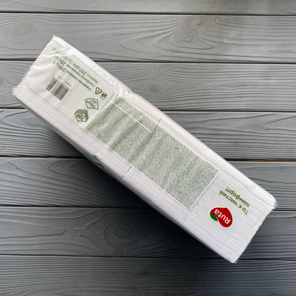 Салфетки Ruta Professional 33х33см 2шар белые 1/4 (250шт/уп|4уп/ящ)
