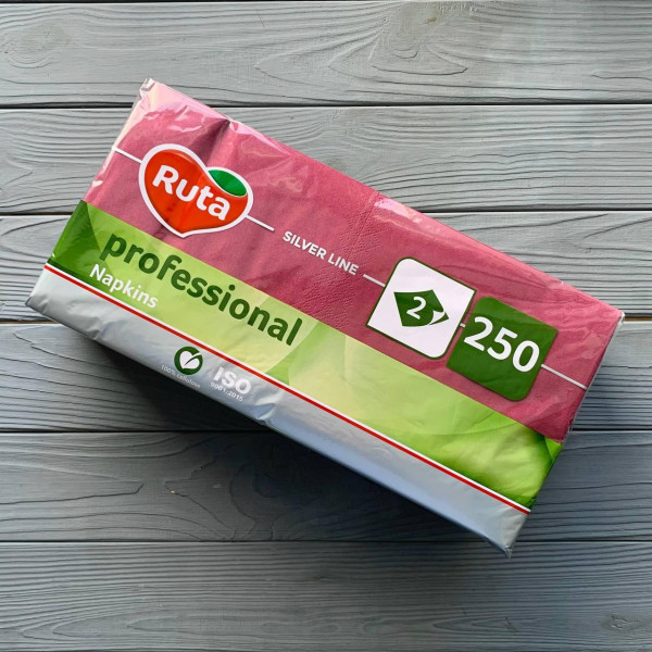 Серветки Ruta Professional 33х33см 2шар бордо 1/4 (250шт/уп|4уп/ящ)
