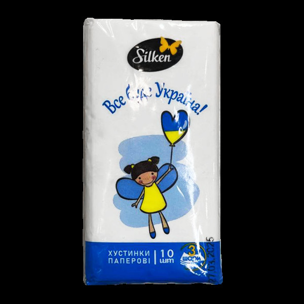 Хустинки носові паперові б/аромат. Silken (10шт/уп)(SiI78414)