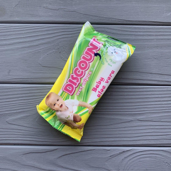 Влажные серветки Discount желтые (15шт/уп)