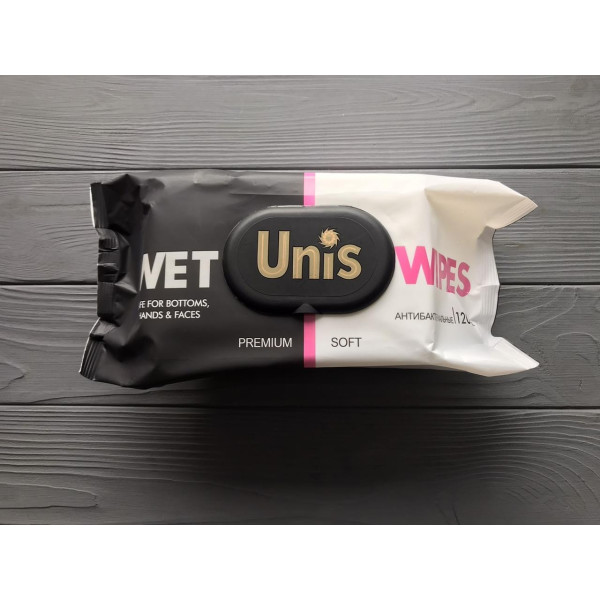 Салфетки влажные антибактериальные UNIS 120 шт
