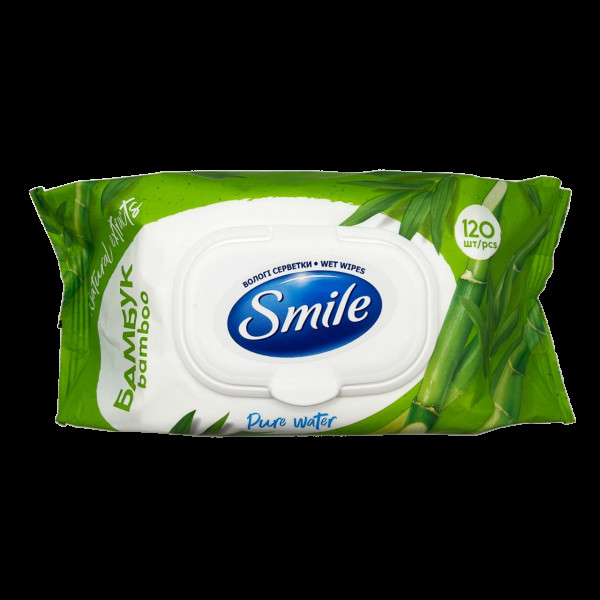 SMILE Daliy Влажные салфетки с запахом Бамбука с клапаном 120шт (9уп/ящ)