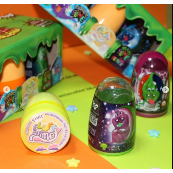 Вязкая масса "3 в 1" Magnetic Slime, "Fluffy Slime", "Crazy Slime Fluoric" SLM-14-01U цвета в ассортименте(SLM-14-01U)