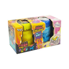 В'язка маса 2 в 1 "Mega Stretch Slime" та "Fluffy Slime" FLS-03-01U Жовтий-блакитний (FLS-03-01U(Yellow-Blue))