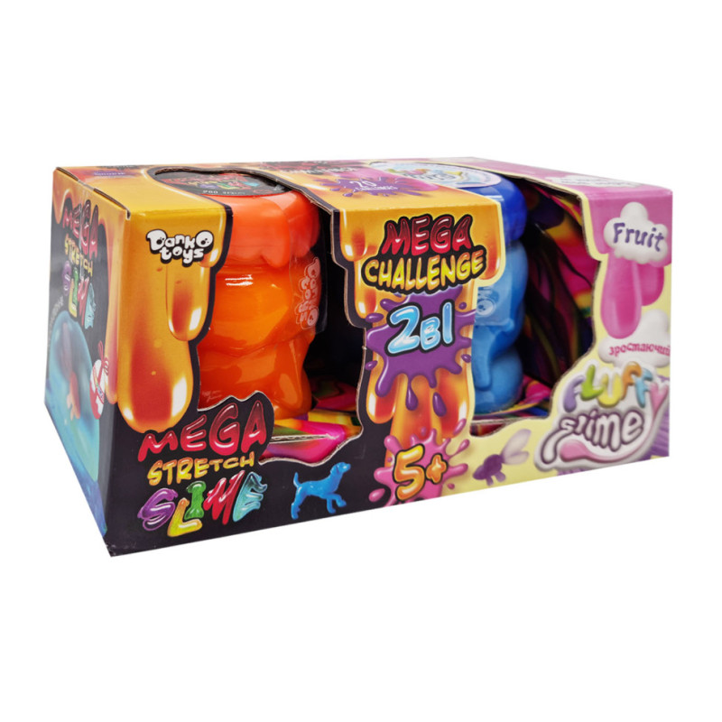 В'язка маса "2 в 1 "Mega Stretch Slime" та "Fluffy Slime" FLS-03-01U укр