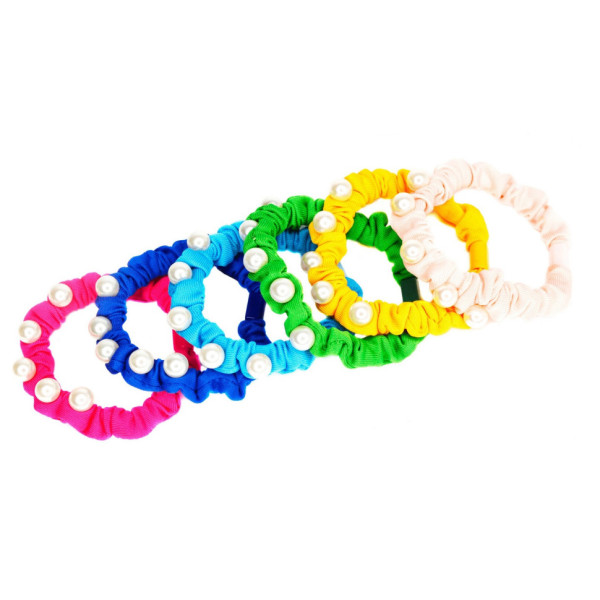 Набір резинок для волосся 0303-1078 різнокольорові, 18 штук, з намистиною (0303-1078)
