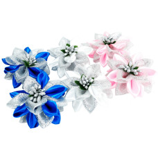 Набір резинок для волосся 0108-344, 6 штук, з бантом-квіткою (0108-344)